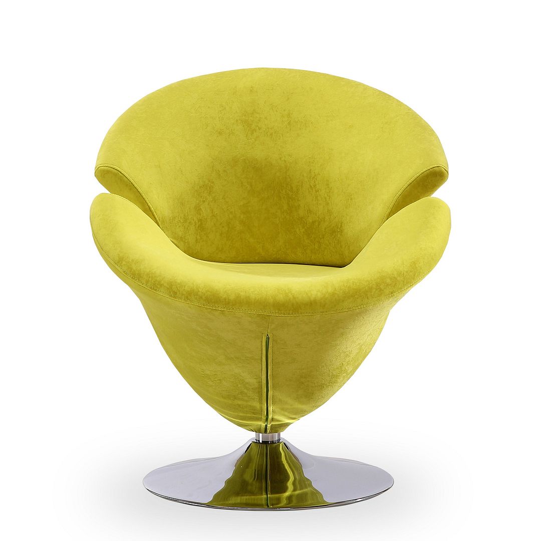 Manhattan Comfort Tulip Orange and Polished Chrome Velvet Swivel Accent Chair | Accent Chairs | Modishstore-8