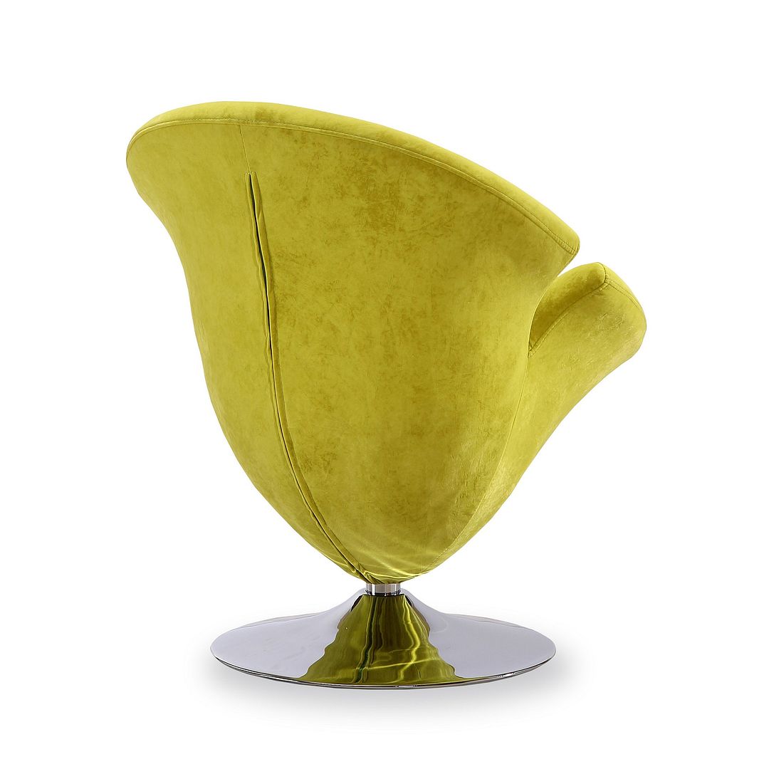 Manhattan Comfort Tulip Orange and Polished Chrome Velvet Swivel Accent Chair | Accent Chairs | Modishstore-9