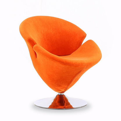Manhattan Comfort Tulip Orange and Polished Chrome Velvet Swivel Accent Chair | Accent Chairs | Modishstore