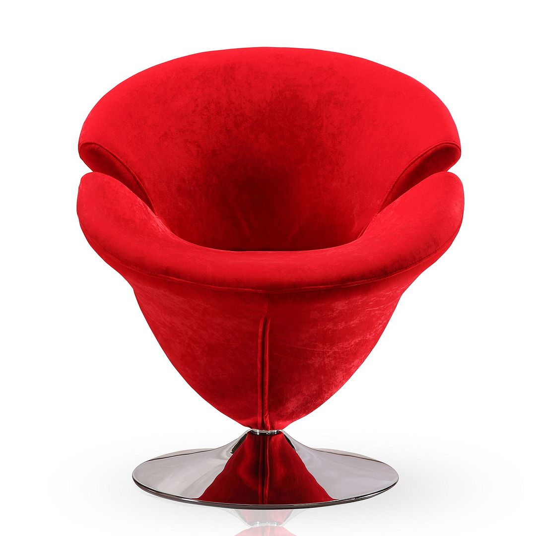 Manhattan Comfort Tulip Orange and Polished Chrome Velvet Swivel Accent Chair | Accent Chairs | Modishstore-12