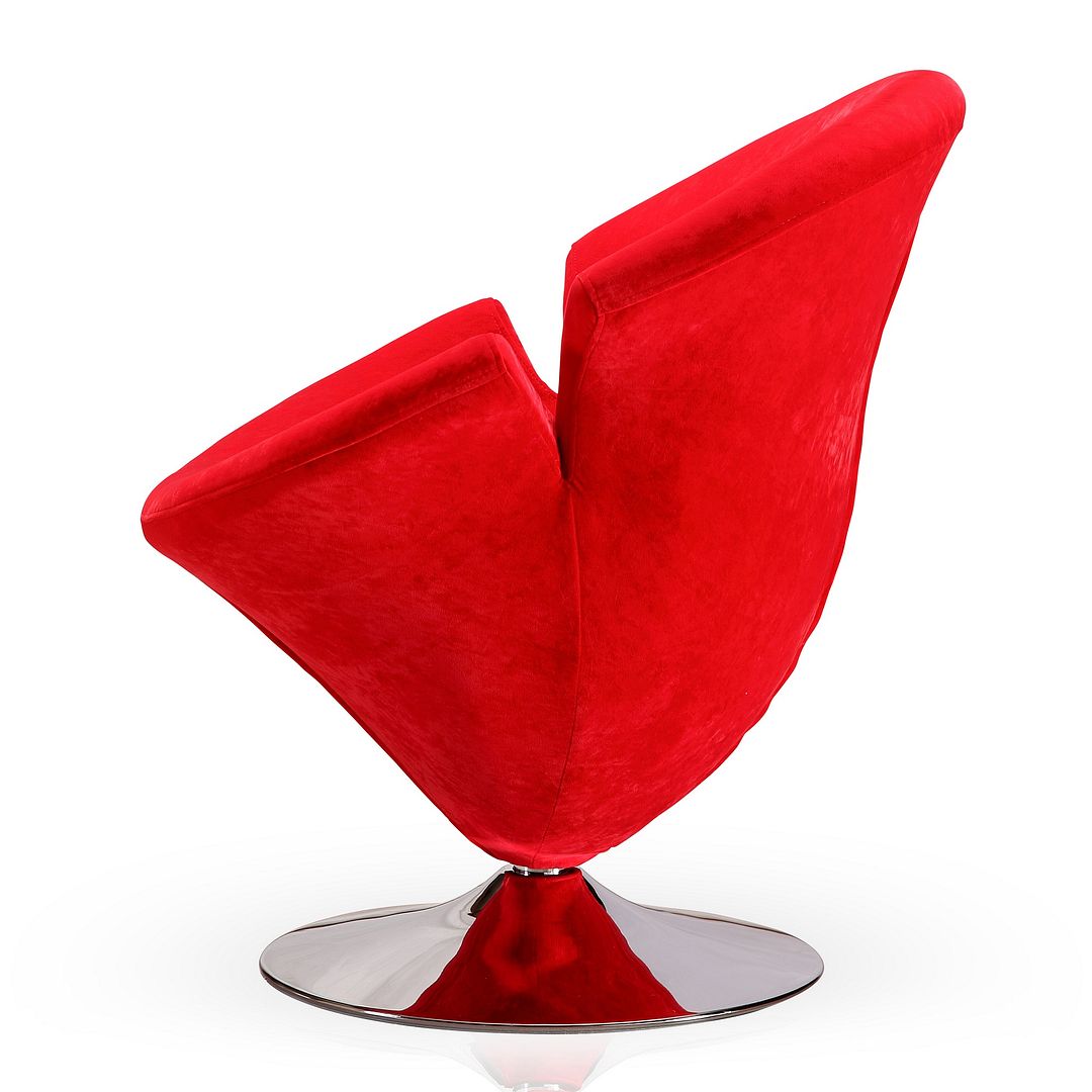 Manhattan Comfort Tulip Orange and Polished Chrome Velvet Swivel Accent Chair | Accent Chairs | Modishstore-13