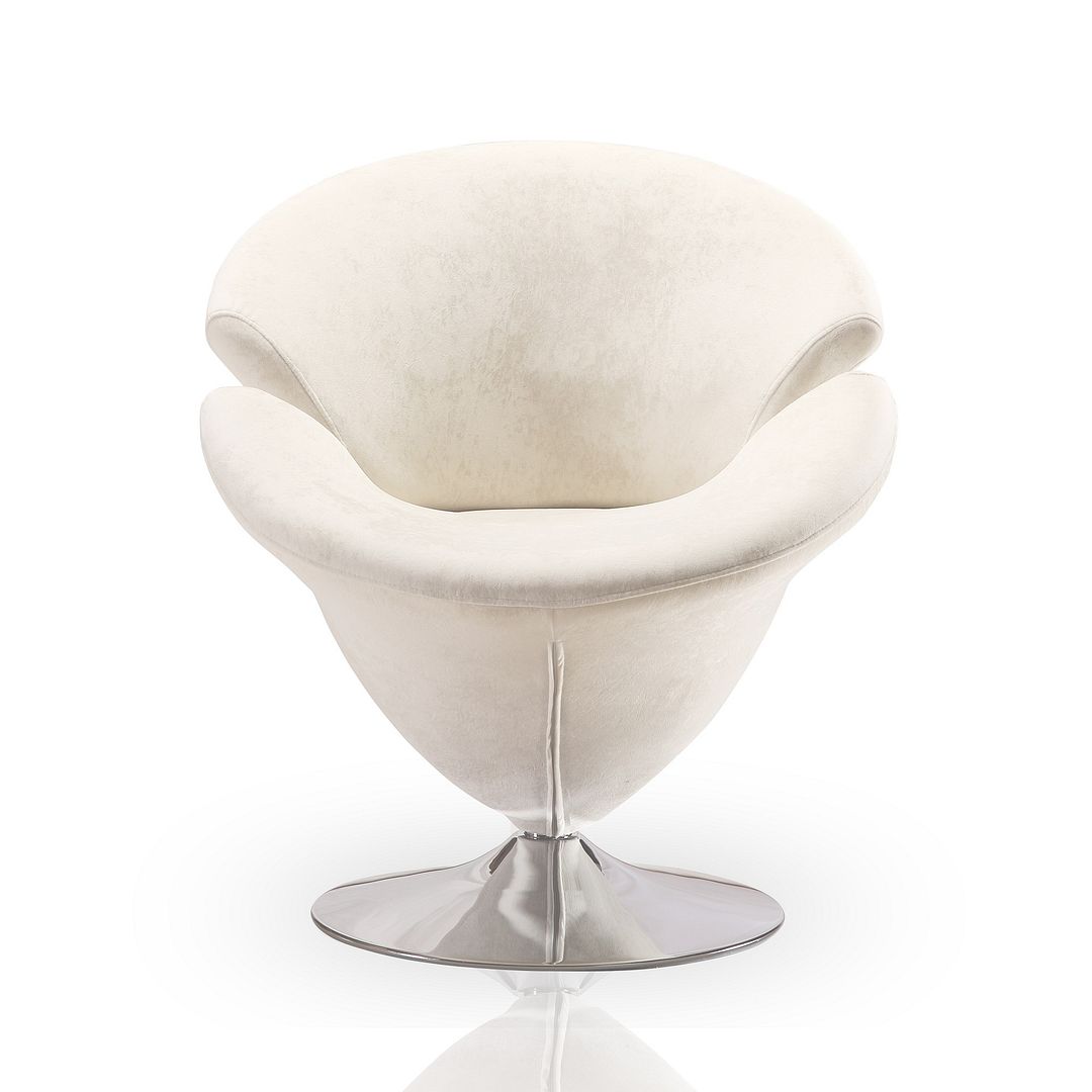 Manhattan Comfort Tulip Orange and Polished Chrome Velvet Swivel Accent Chair | Accent Chairs | Modishstore-3