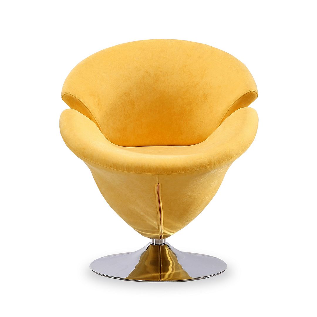 Manhattan Comfort Tulip Orange and Polished Chrome Velvet Swivel Accent Chair | Accent Chairs | Modishstore-5