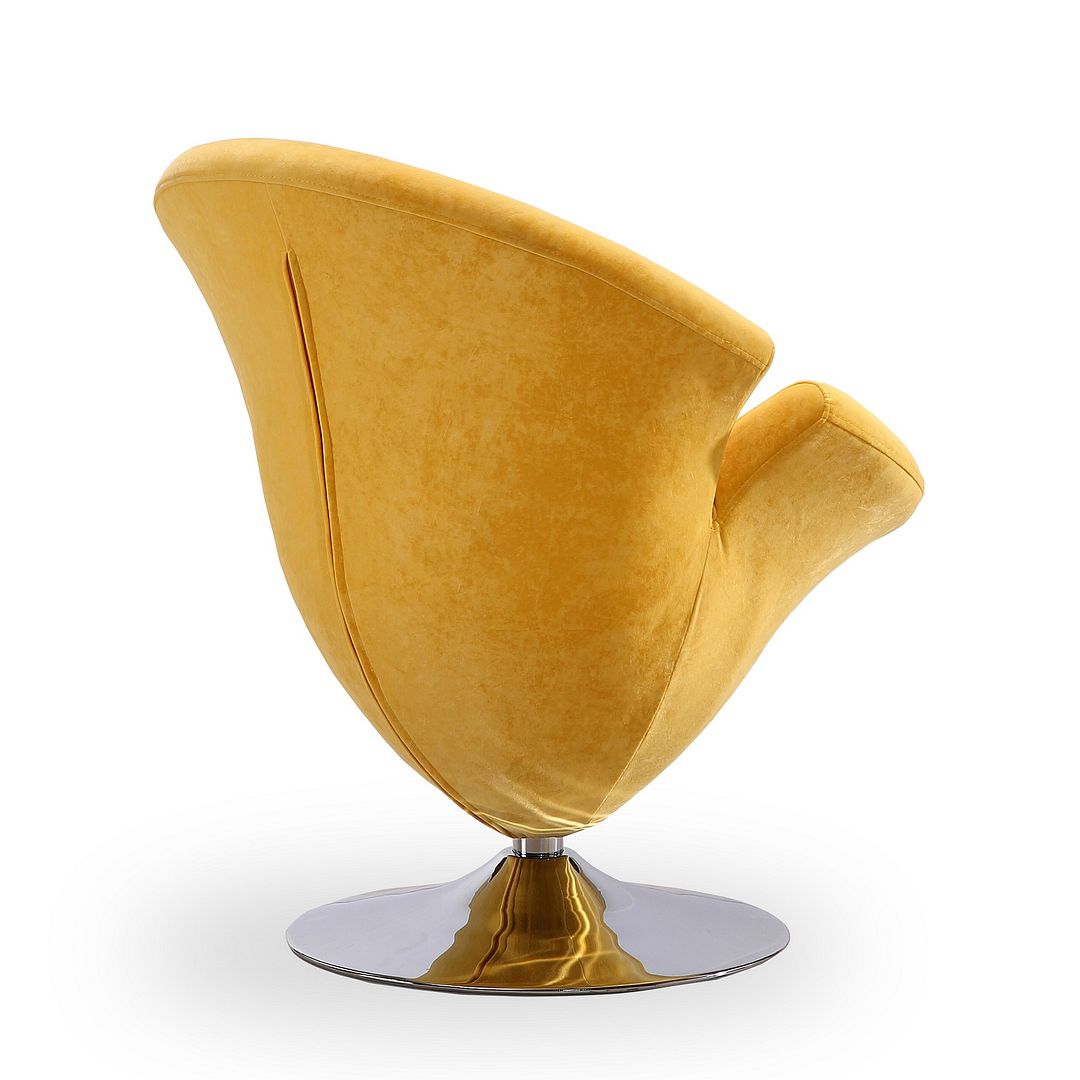 Manhattan Comfort Tulip Orange and Polished Chrome Velvet Swivel Accent Chair | Accent Chairs | Modishstore-15