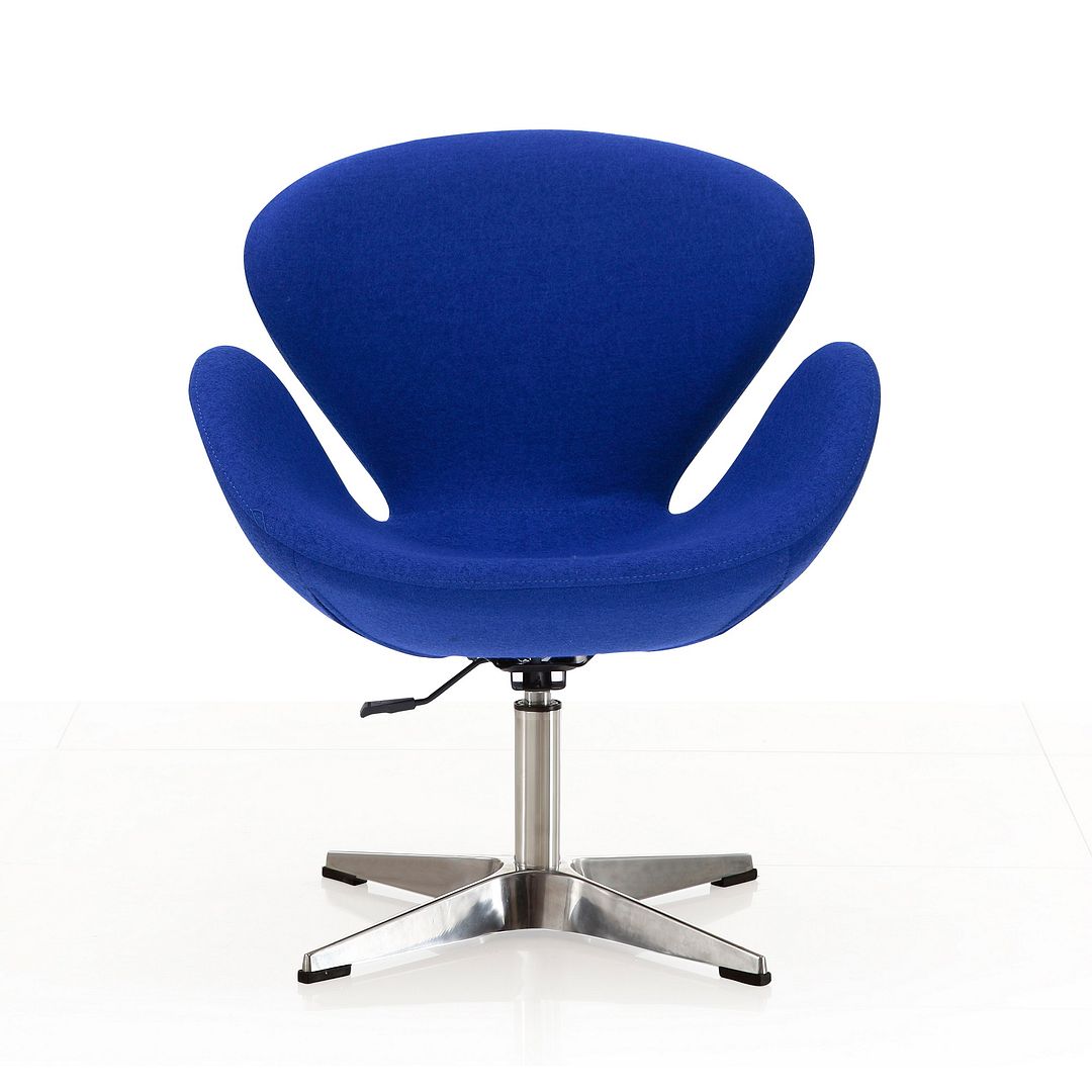 Manhattan Comfort Raspberry Orange and Polished Chrome Wool Blend Adjustable Swivel Chair | Accent Chairs | Modishstore-21