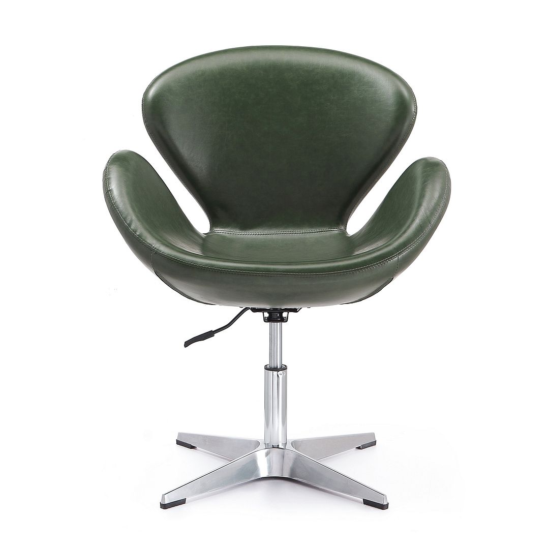Manhattan Comfort Raspberry Orange and Polished Chrome Wool Blend Adjustable Swivel Chair | Accent Chairs | Modishstore-24