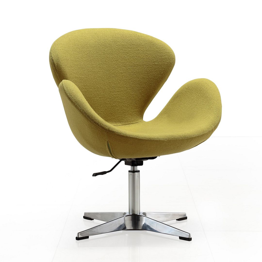 Manhattan Comfort Raspberry Orange and Polished Chrome Wool Blend Adjustable Swivel Chair | Accent Chairs | Modishstore-3