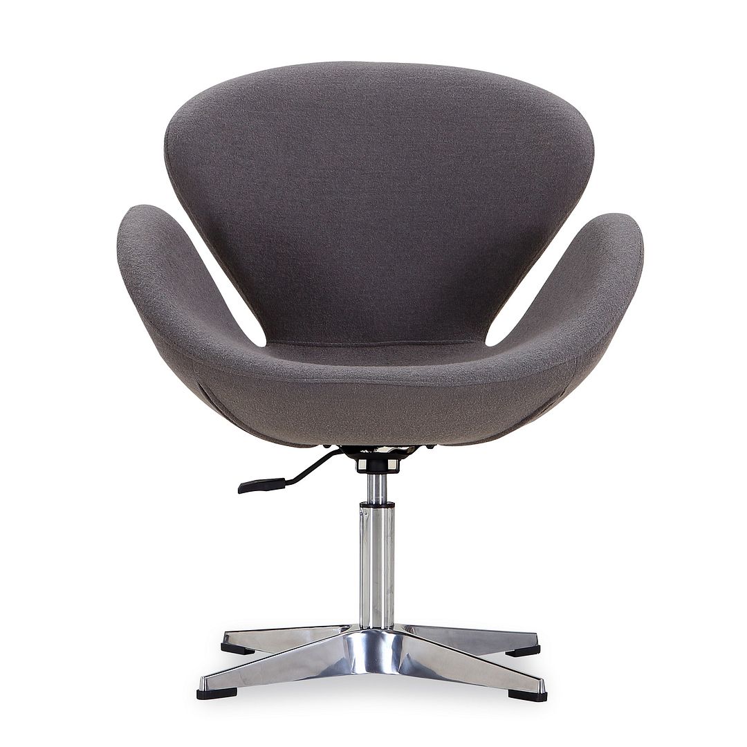 Manhattan Comfort Raspberry Orange and Polished Chrome Wool Blend Adjustable Swivel Chair | Accent Chairs | Modishstore-12