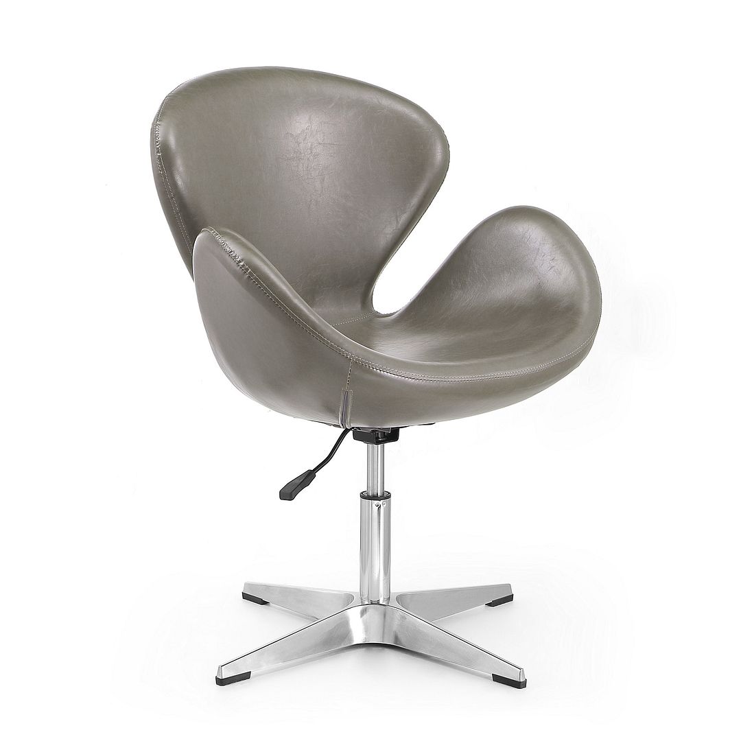 Manhattan Comfort Raspberry Orange and Polished Chrome Wool Blend Adjustable Swivel Chair | Accent Chairs | Modishstore-11