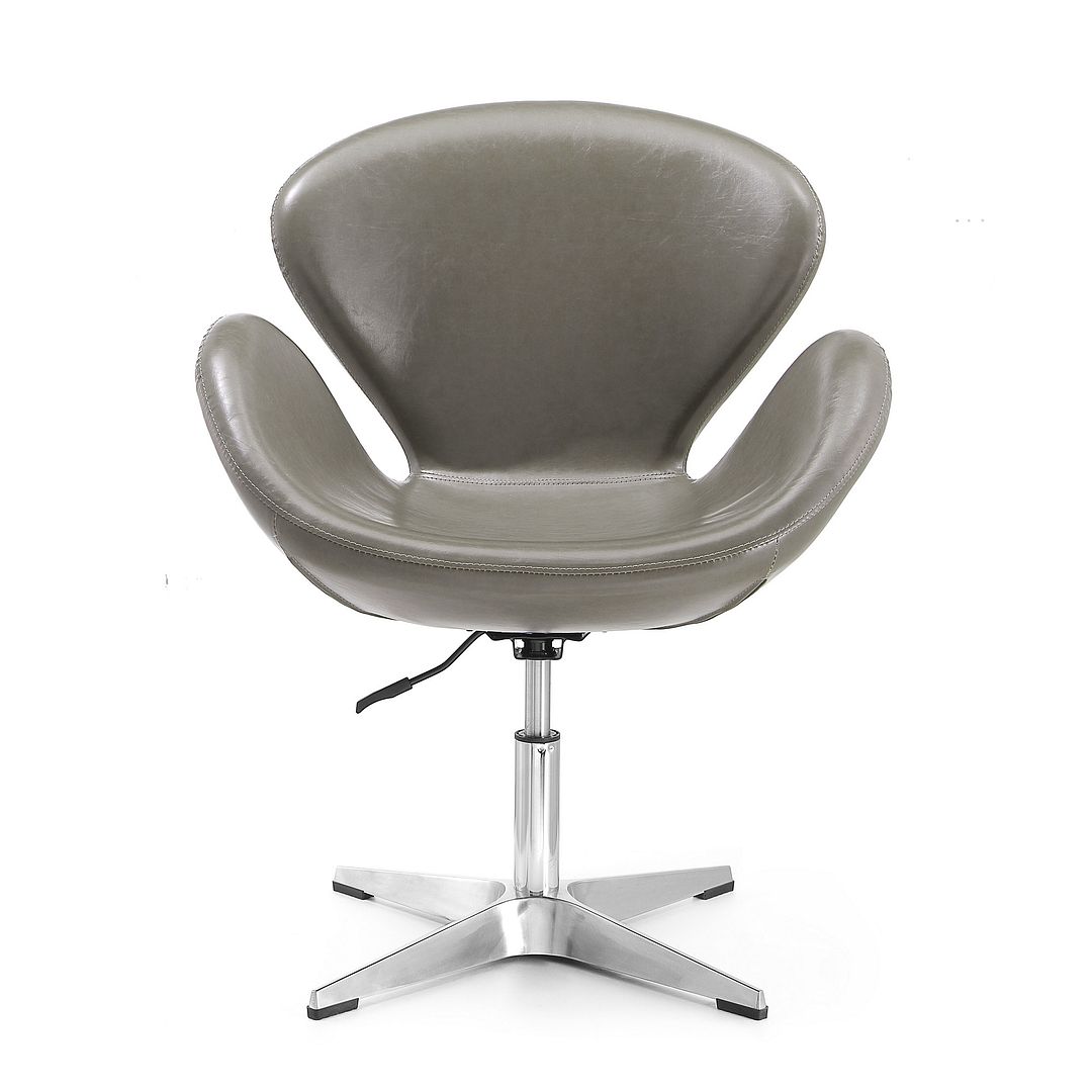 Manhattan Comfort Raspberry Orange and Polished Chrome Wool Blend Adjustable Swivel Chair | Accent Chairs | Modishstore-25