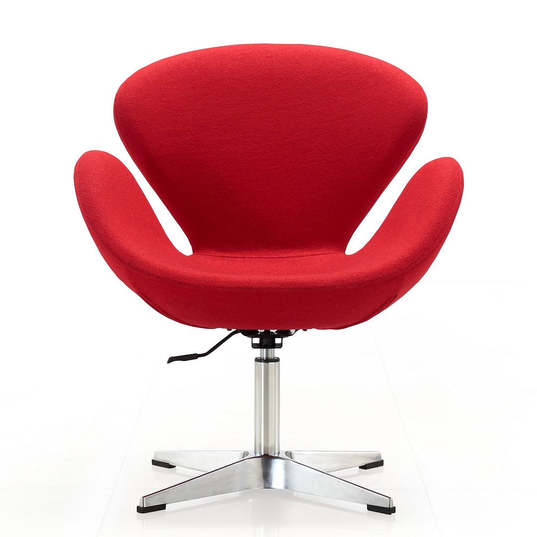Manhattan Comfort Raspberry Orange and Polished Chrome Wool Blend Adjustable Swivel Chair | Accent Chairs | Modishstore-16