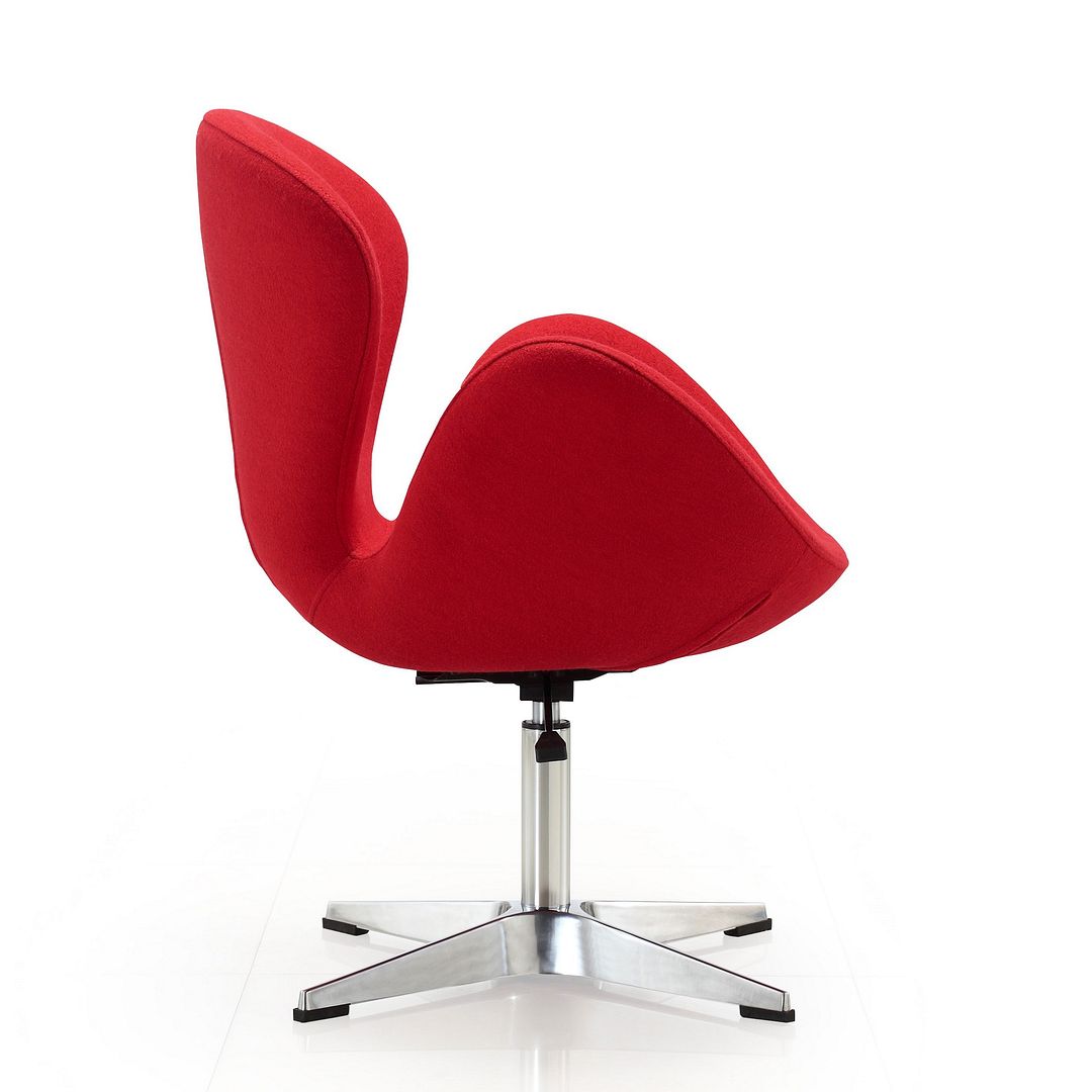 Manhattan Comfort Raspberry Orange and Polished Chrome Wool Blend Adjustable Swivel Chair | Accent Chairs | Modishstore-17