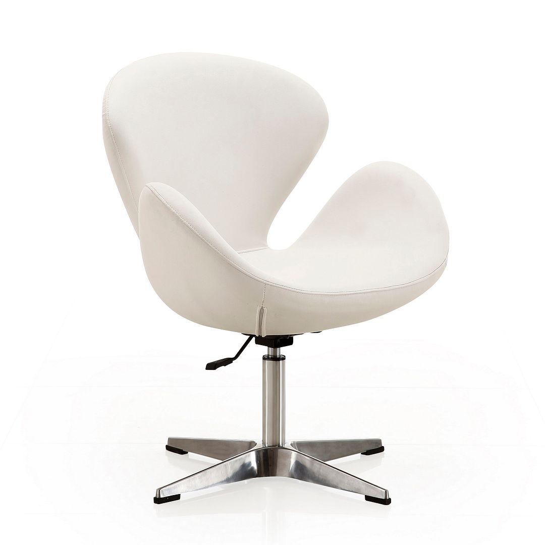 Manhattan Comfort Raspberry Orange and Polished Chrome Wool Blend Adjustable Swivel Chair | Accent Chairs | Modishstore-5