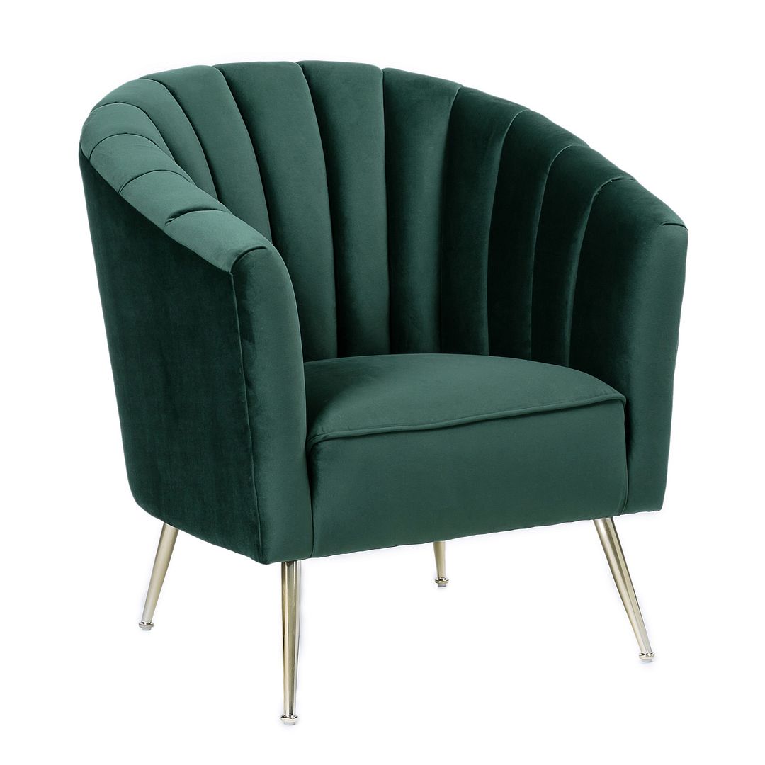 Manhattan Comfort Rosemont Green and Gold Velvet Accent Chair | Accent Chairs | Modishstore