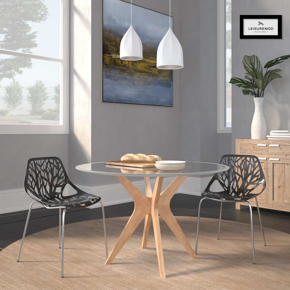 LeisureMod Modern Asbury Dining Chair w/ Chromed Legs, Set of 2 | Dining Chairs | Modishstore - 2