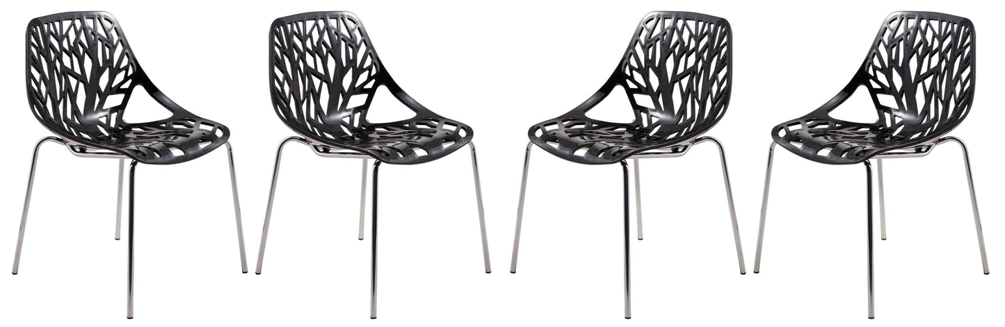 LeisureMod Modern Asbury Dining Chair w/ Chromed Legs, Set of 4 | Dining Chairs | Modishstore - 2