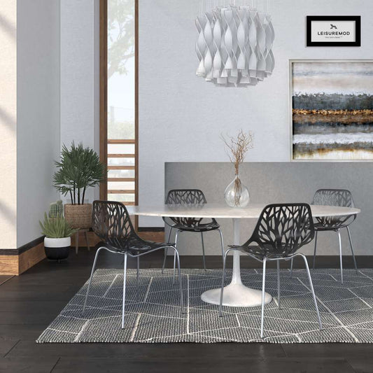 LeisureMod Modern Asbury Dining Chair w/ Chromed Legs, Set of 4 | Dining Chairs | Modishstore