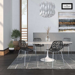 LeisureMod Modern Asbury Dining Chair w/ Chromed Legs, Set of 4