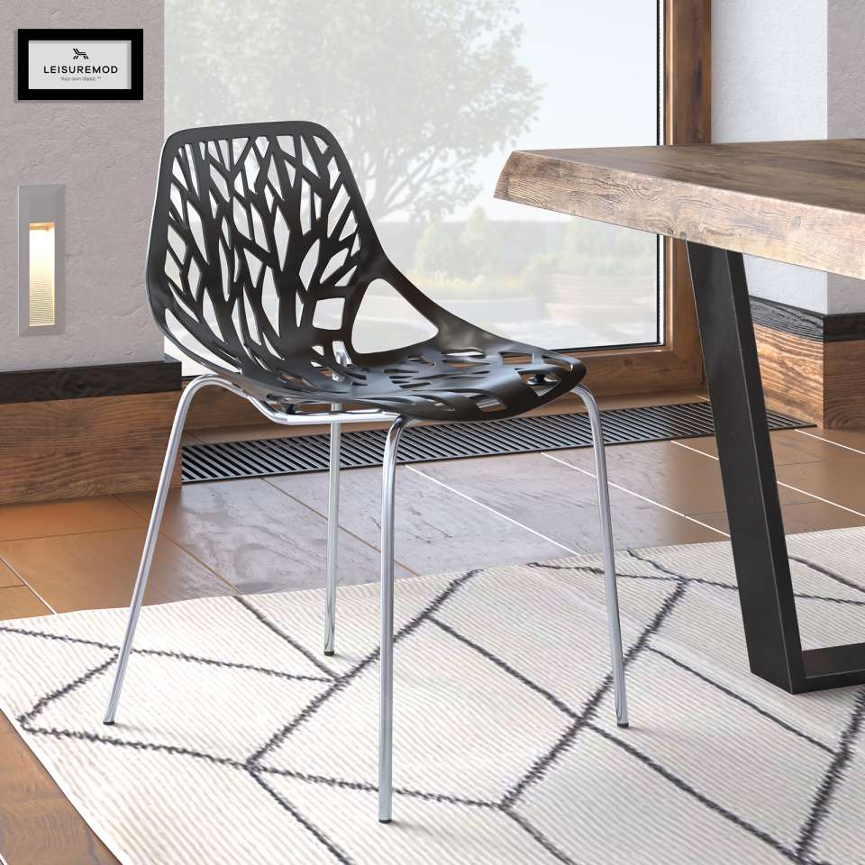 LeisureMod Modern Asbury Dining Chair w/ Chromed Legs | Dining Chairs | Modishstore - 4