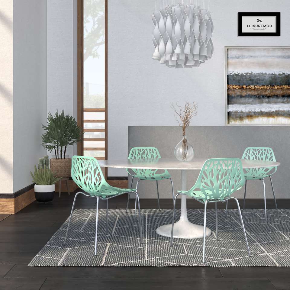 LeisureMod Modern Asbury Dining Chair w/ Chromed Legs, Set of 4 | Dining Chairs | Modishstore - 38