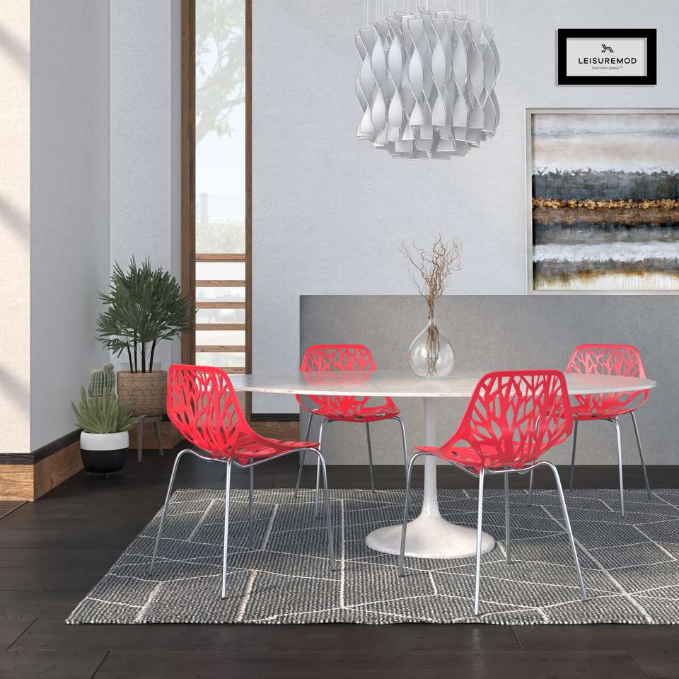 LeisureMod Modern Asbury Dining Chair w/ Chromed Legs, Set of 4 | Dining Chairs | Modishstore - 65