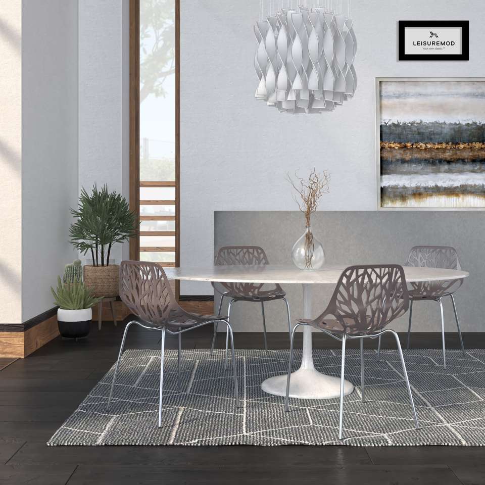 LeisureMod Modern Asbury Dining Chair w/ Chromed Legs, Set of 4 | Dining Chairs | Modishstore - 74