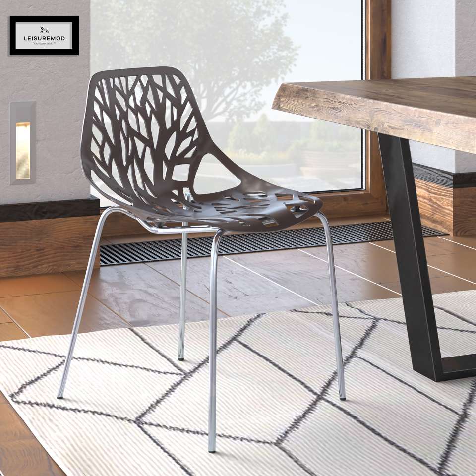 LeisureMod Modern Asbury Dining Chair w/ Chromed Legs | Dining Chairs | Modishstore