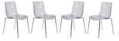 LeisureMod Astor Water Ripple Design Dining Chair Set of 4