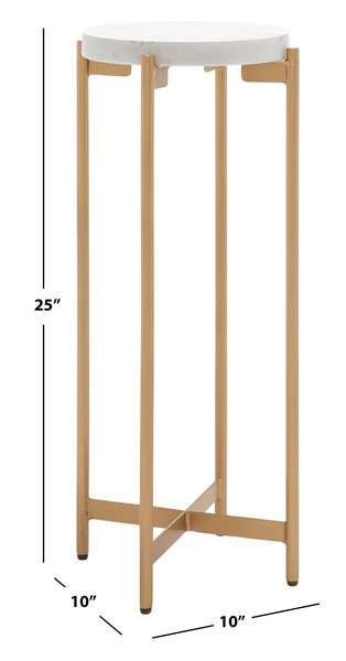 Safavieh Branwen Drink Table - White Marble Top | Accent Tables | Modishstore - 3