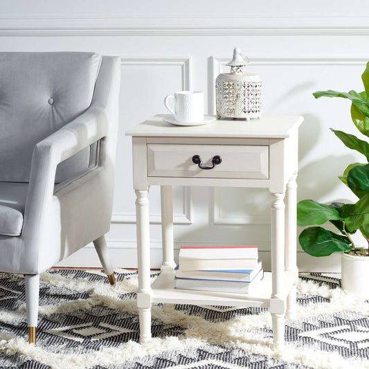 Safavieh Whitney 1 Drawer Accent Table - Distressed White | Accent Tables | Modishstore