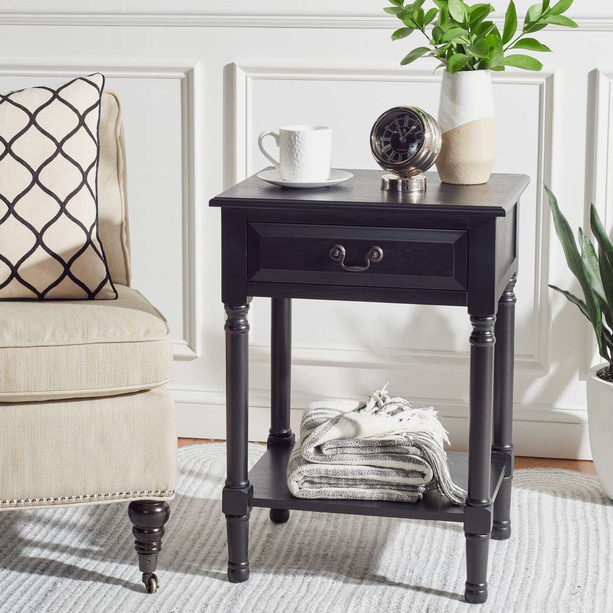 Safavieh Whitney 1 Drawer Accent Table - Black | Accent Tables | Modishstore