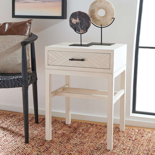Safavieh Ajana 1 Drawer Accent Table - Distressed White | Accent Tables | Modishstore