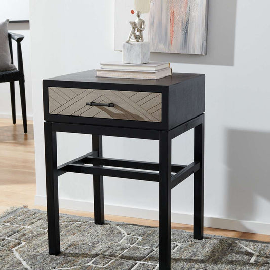 Safavieh Ajana 1 Drawer Accent Table - Black | Accent Tables | Modishstore