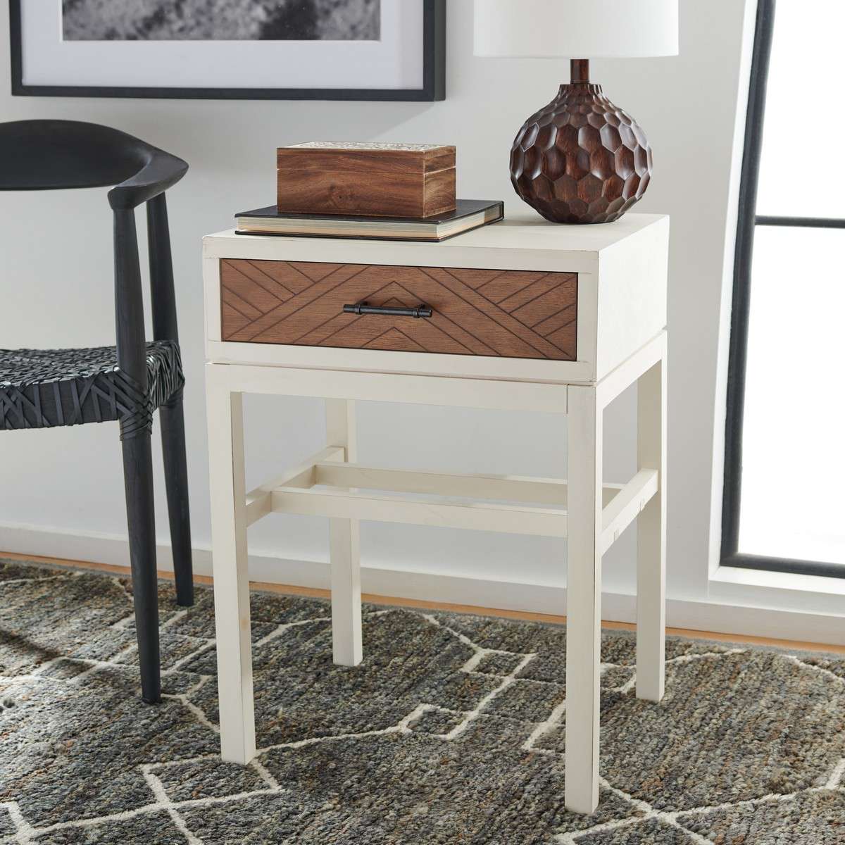 Safavieh Ajana 1 Drawer Accent Table - White | Accent Tables | Modishstore