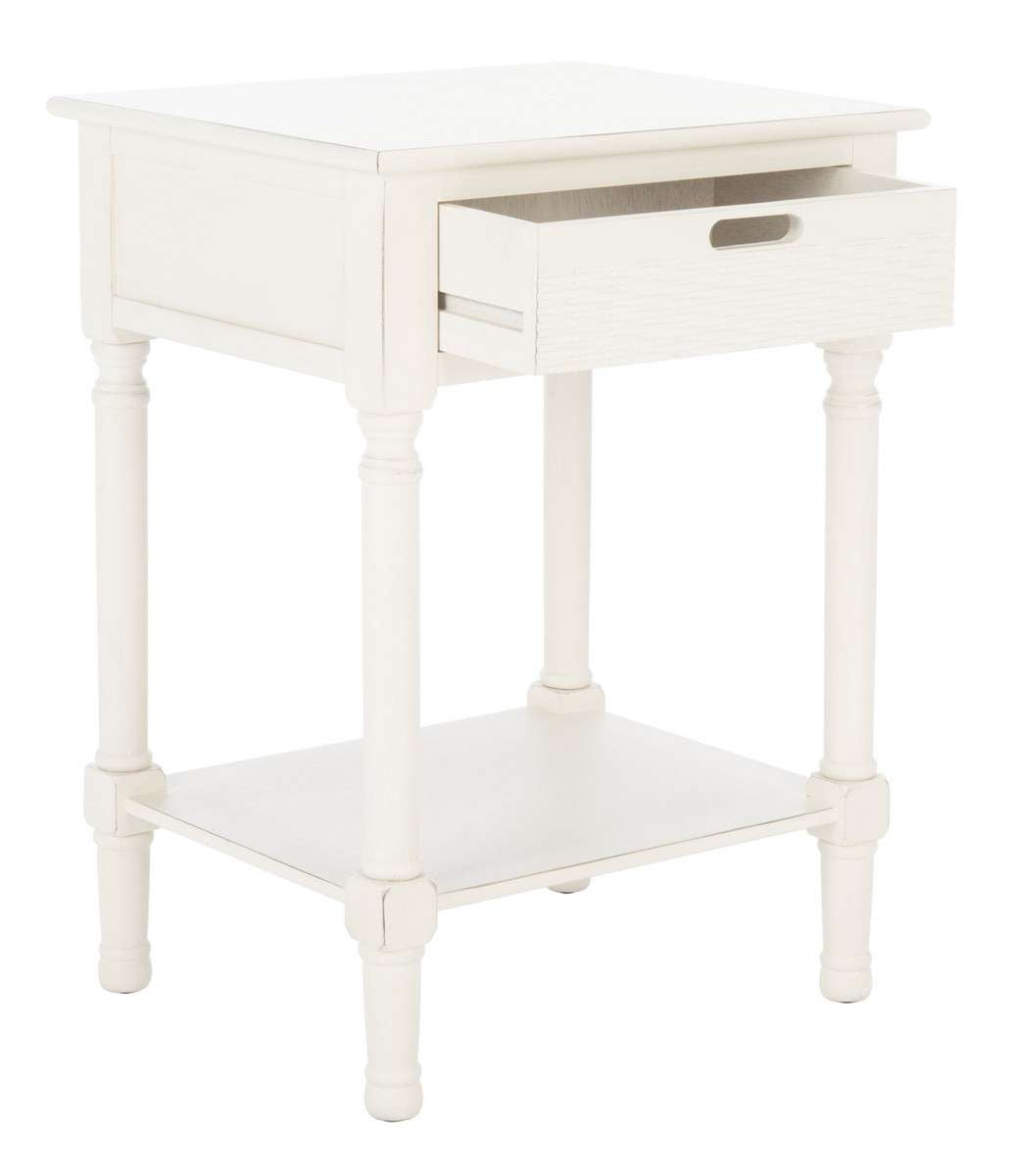 Safavieh Landers 1 Drawer Accent Table - Distressed White | Accent Tables | Modishstore - 3