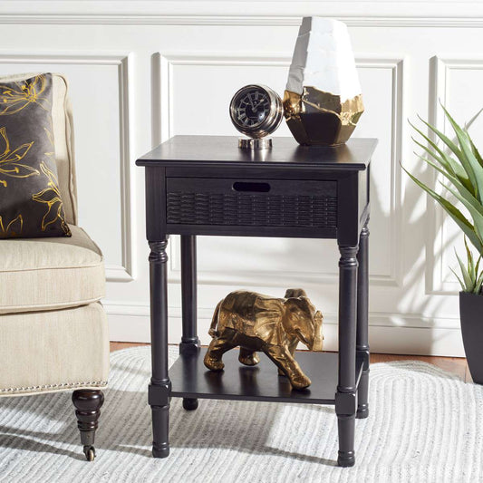 Safavieh Landers 1 Drawer Accent Table - Black | Accent Tables | Modishstore