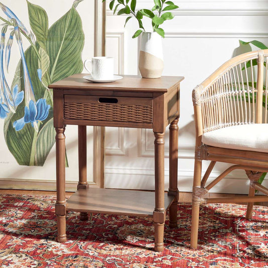 Safavieh Landers 1 Drawer Accent Table - Brown | Accent Tables | Modishstore