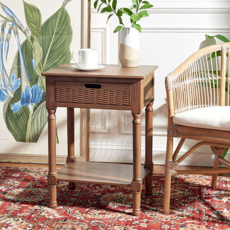 Safavieh Landers 1 Drawer Accent Table - Brown | Accent Tables | Modishstore