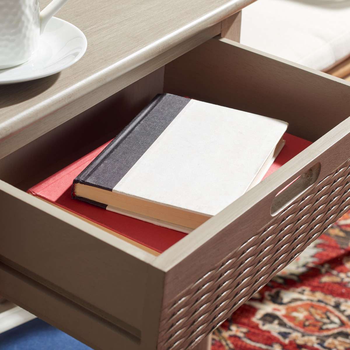 Safavieh Landers 1 Drawer Accent Table - Greige | Accent Tables | Modishstore - 4