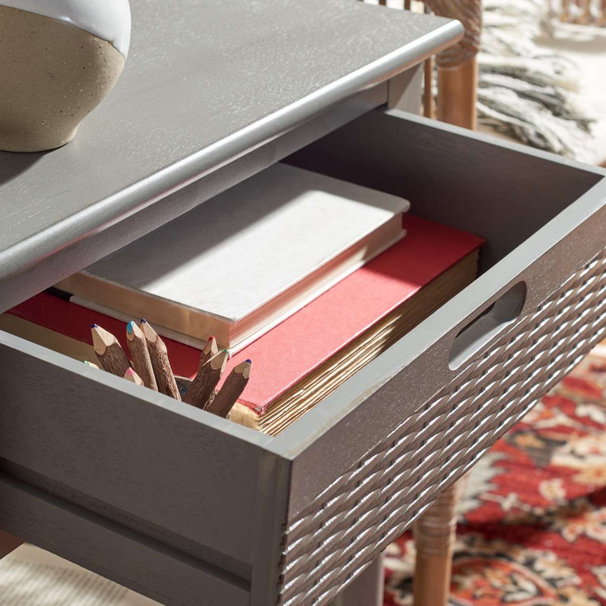 Safavieh Landers 1 Drawer Accent Table - Distressed Gray | Accent Tables | Modishstore - 4