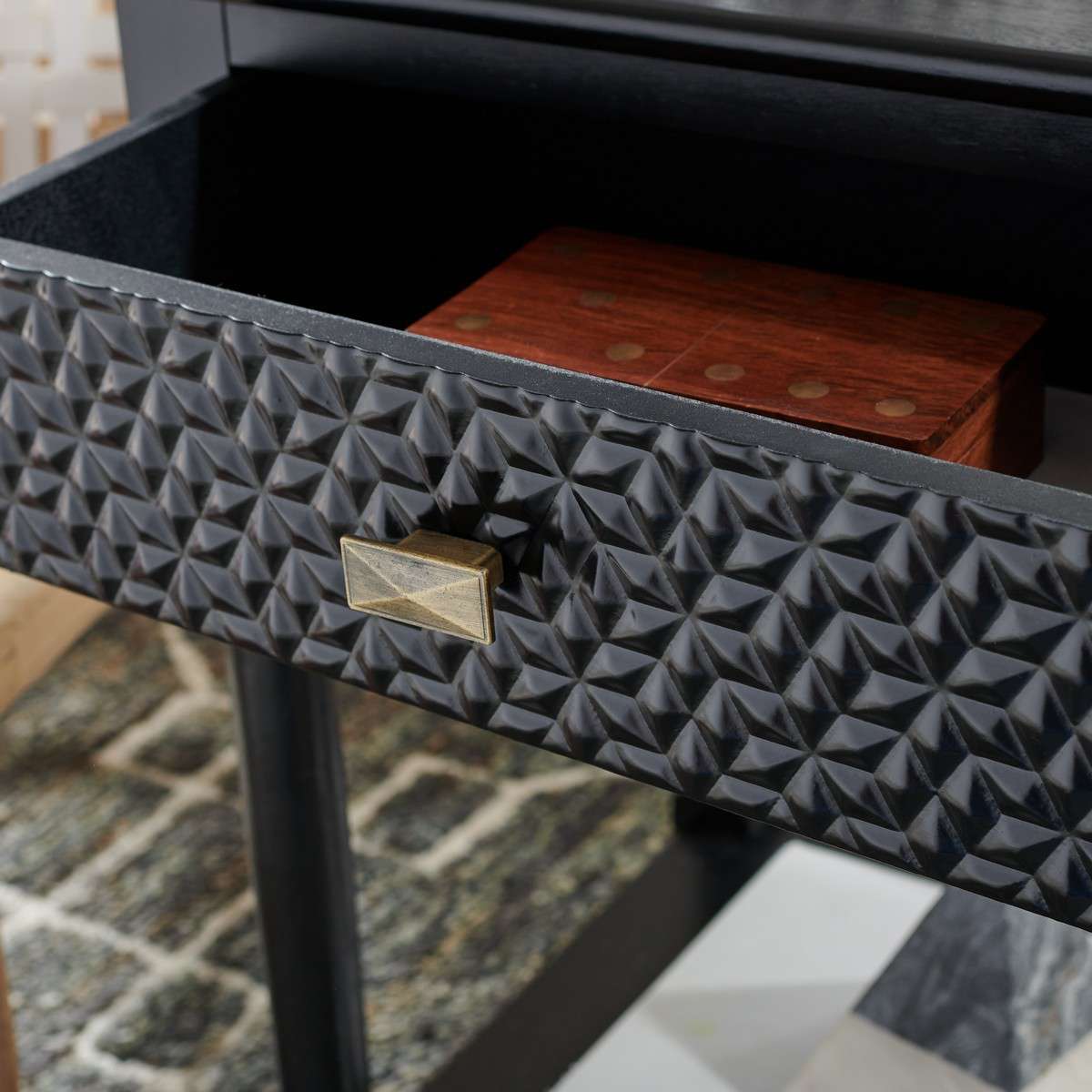 Safavieh Halton 1Drw Accent Table - Black | Accent Tables | Modishstore - 4