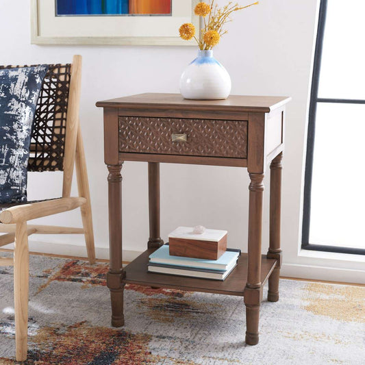Safavieh Halton 1Drw Accent Table - Brown | Accent Tables | Modishstore