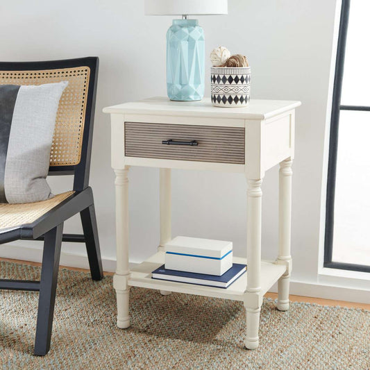 Safavieh Ryder 1Drw Accent Table - Distressed White | Accent Tables | Modishstore