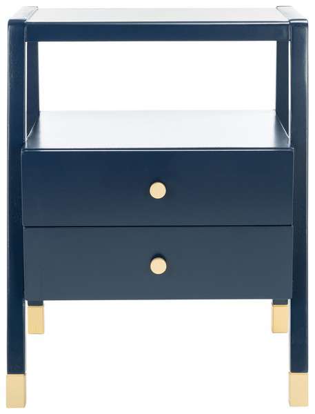 Safavieh Cove 2 Drawer 1 Shelf Accent Table - Navy | Accent Tables | Modishstore - 2