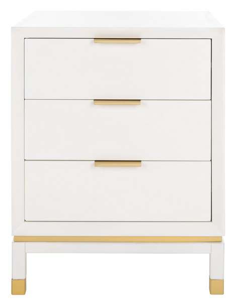 Safavieh Baskin 3 Drawer Accent Table - White | Accent Tables | Modishstore