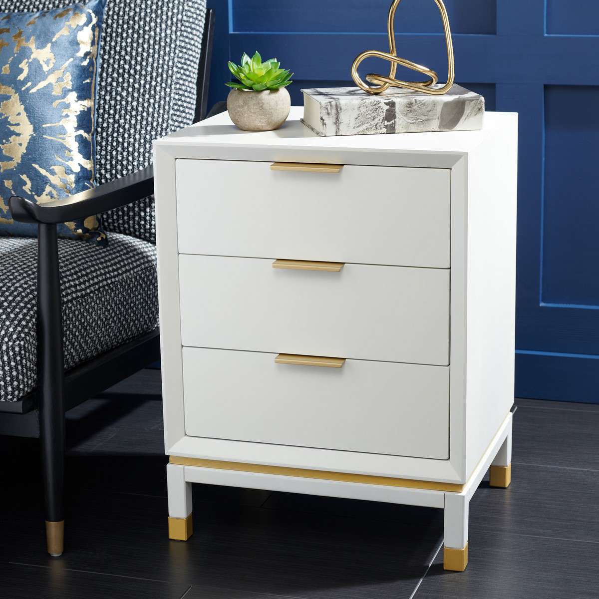 Safavieh Baskin 3 Drawer Accent Table - White | Accent Tables | Modishstore - 4