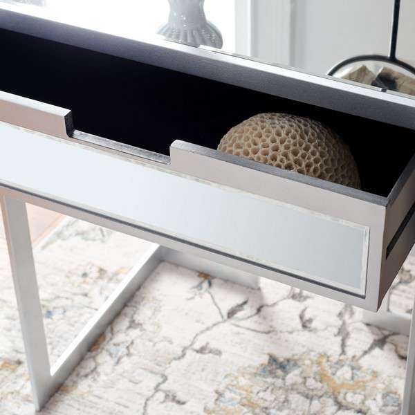 Safavieh Lilo 1 Drawer Mirrored Accent Table - Silver | Accent Tables | Modishstore - 2