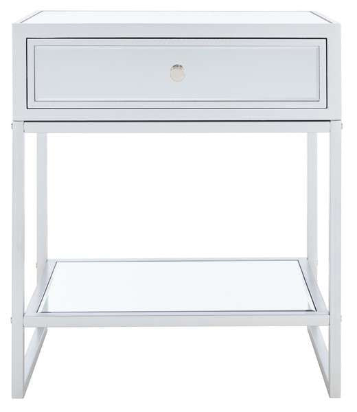 Safavieh Cyra 1 Drawer Mirrored Accent Table - Silver | Accent Tables | Modishstore