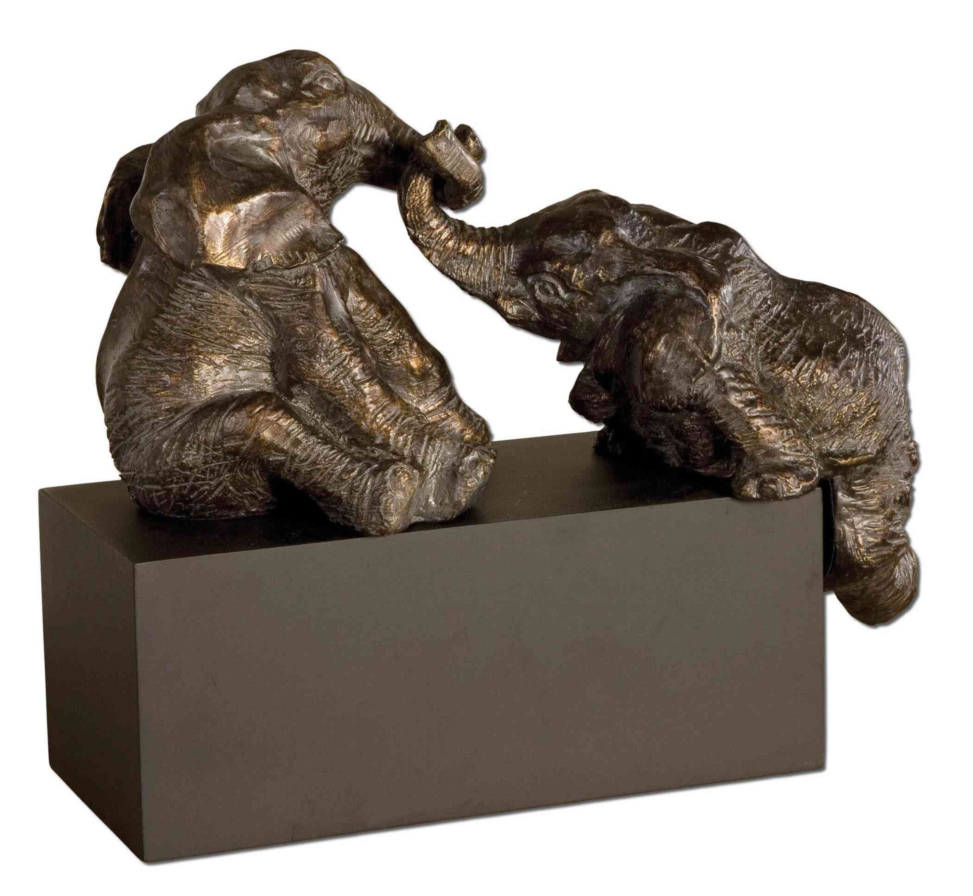 Uttermost Playful Pachyderms Bronze Figurines | Figurines | Modishstore