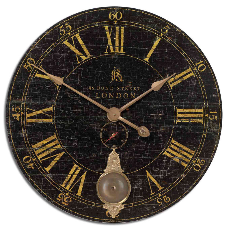 Uttermost Bond Street 30" Black Wall Clock | Clocks | Modishstore